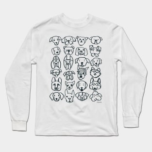 Dog Faces, Stacked (Cool Charcoal Ink) Long Sleeve T-Shirt